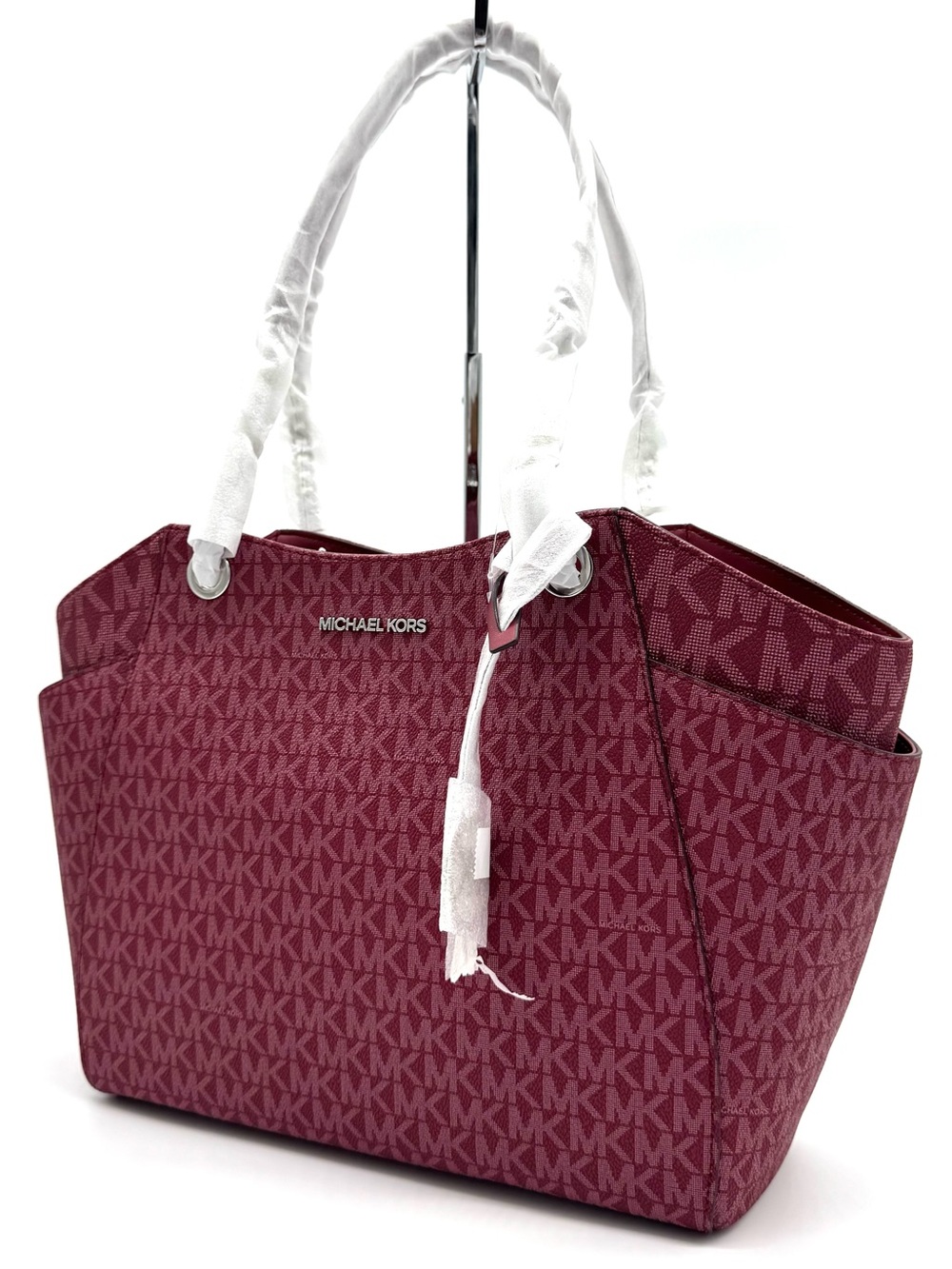 Michael Kors Jet Set Large Signature Logo Shoulder Bag - Maroon